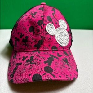 Disney Parks Mickey Mouse Baseball Cap-Pink/Black Bling with Rhinestones in Logo